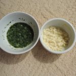 小松菜の10倍がゆ、豆腐とりんごのあえもの