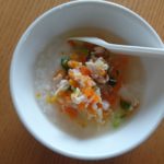 離乳食:白菜と人参とささみのあんかけがゆなど